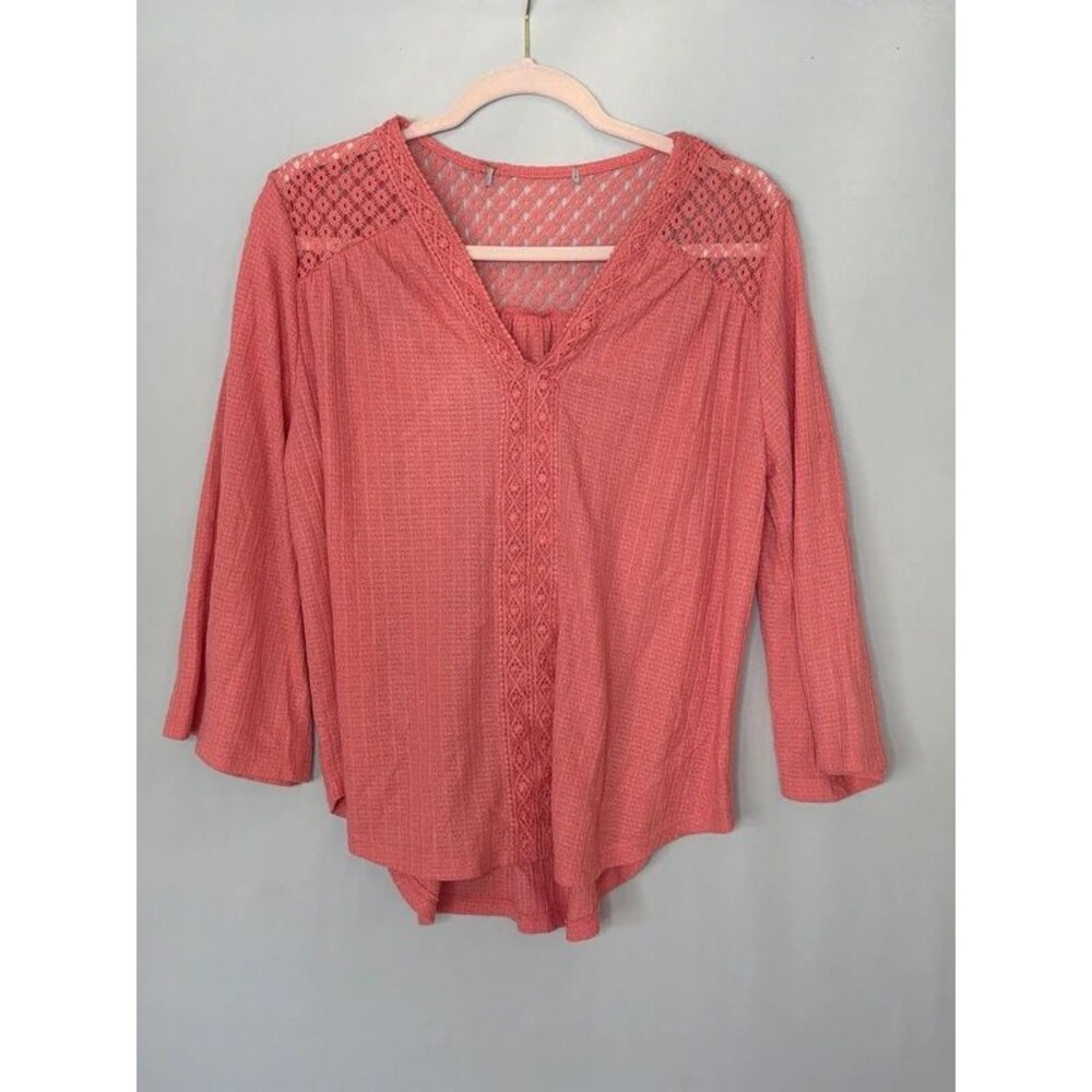 coral crochet trim boho blouse untagged see measurements